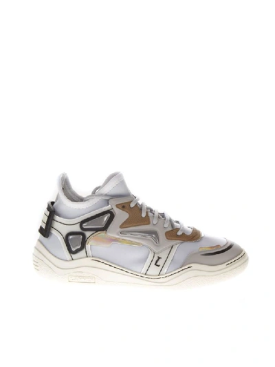 Shop Lanvin Diving Mid-top Neoprene Sneakers In White/grey