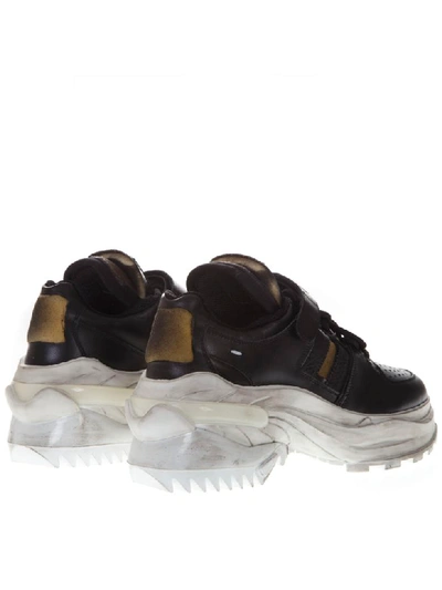 Shop Maison Margiela Retro Fit Black Leather Sneakers