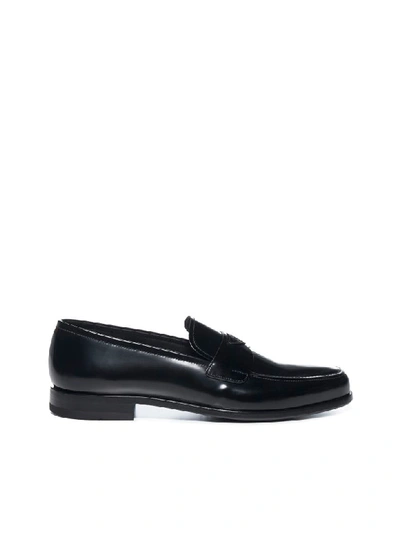 Shop Prada Logo Loafers In Nero
