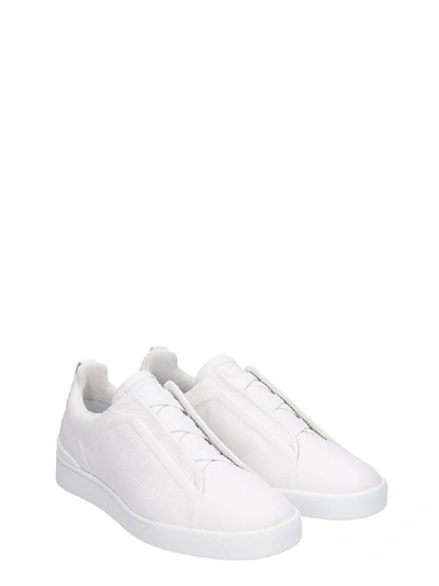 Shop Ermenegildo Zegna Slip On Triple Sneakers In White Leather