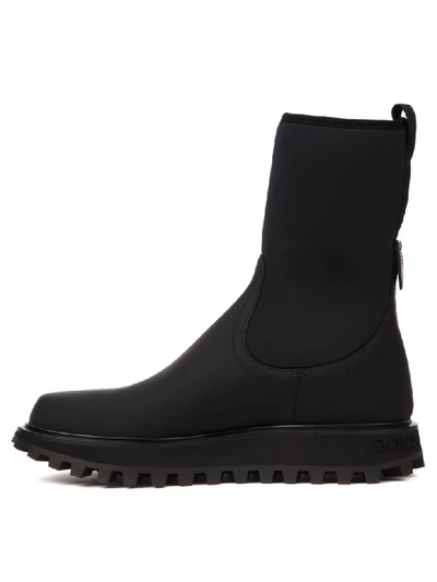 Shop Dolce & Gabbana Black Neoprene And Calfskin Ankle Boots