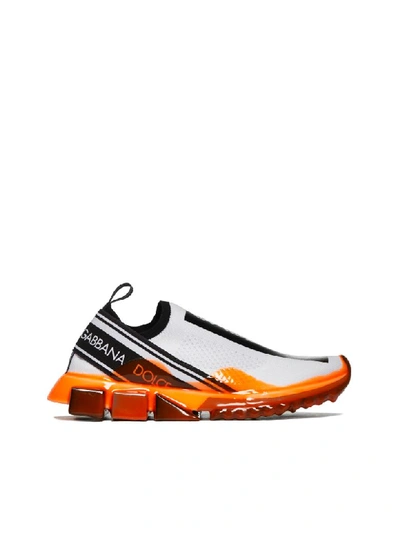 Shop Dolce & Gabbana Sneakers In Bianco Nero Arancio Fluo