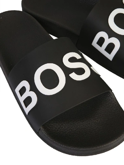 Shop Hugo Boss Slide Bay Sandal In Nero