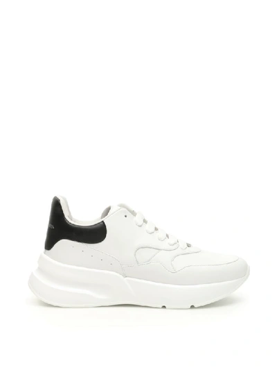 Shop Alexander Mcqueen Oversize Running Sneakers In Optic White Black (white)