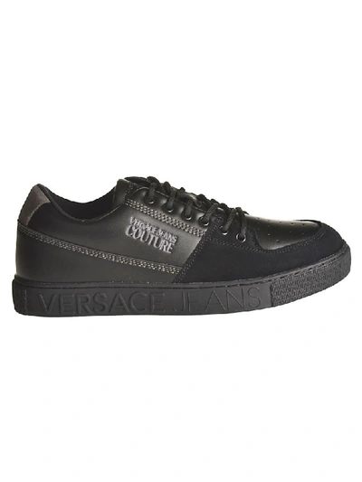 Shop Versace Jeans Couture Embossed Logo Sneakers In Nero