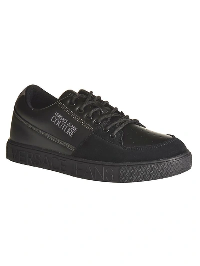 Shop Versace Jeans Couture Embossed Logo Sneakers In Nero