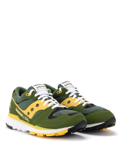 Shop Saucony Azura Sneaker Made Of Microsuede With Green And Yellow Mesh In Verde