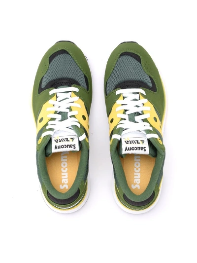 Shop Saucony Azura Sneaker Made Of Microsuede With Green And Yellow Mesh In Verde