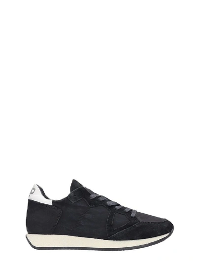 Shop Philippe Model Monaco Sneakers In Black Suede And Fabric