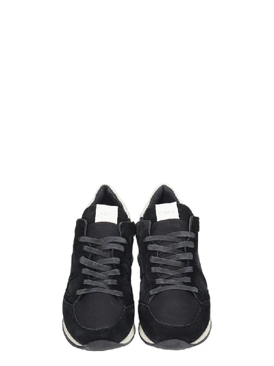 Shop Philippe Model Monaco Sneakers In Black Suede And Fabric