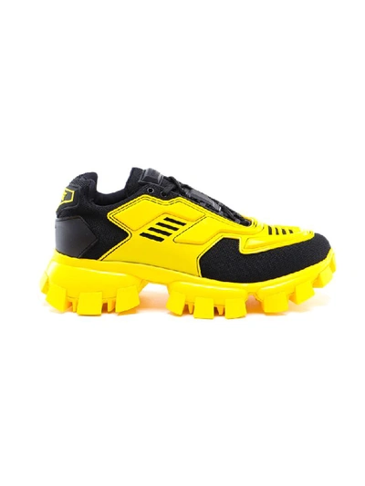 Shop Prada Cloudbust Thunder Sneakers In Z Nero+giallo