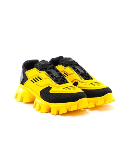 Shop Prada Cloudbust Thunder Sneakers In Z Nero+giallo