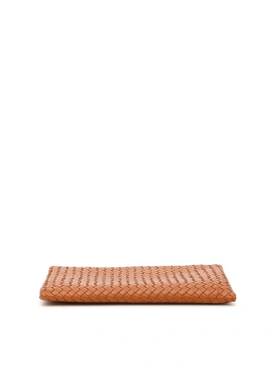 Shop Bottega Veneta Unisex Woven Nappa Biletto Document Case In Wood (brown)