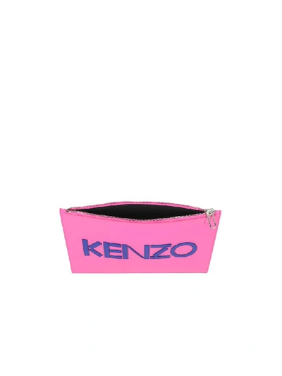 Shop Kenzo Colorblock Leather Clutch In Fuchsia