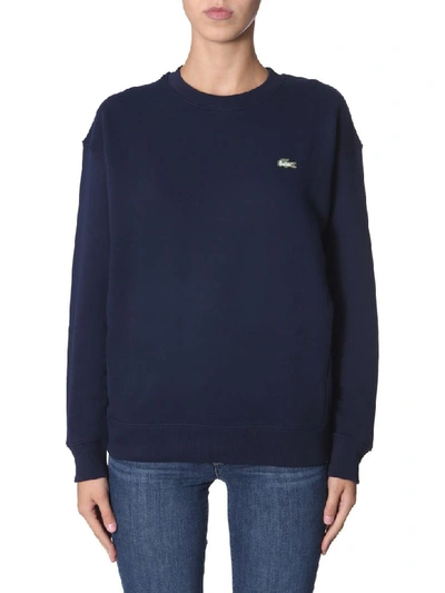 Shop Lacoste Crew Neck Sweatshirt In Blu