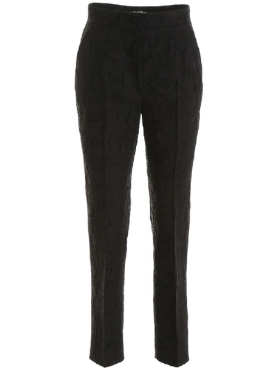 Shop Dolce & Gabbana Floral Jacquard Trousers In Nero (black)