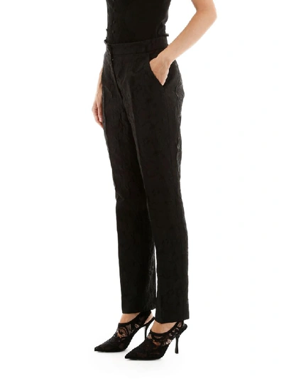 Shop Dolce & Gabbana Floral Jacquard Trousers In Nero (black)