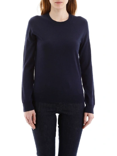Shop Tory Burch Buttoned Cashmere Pull In Medium Navy (blue)
