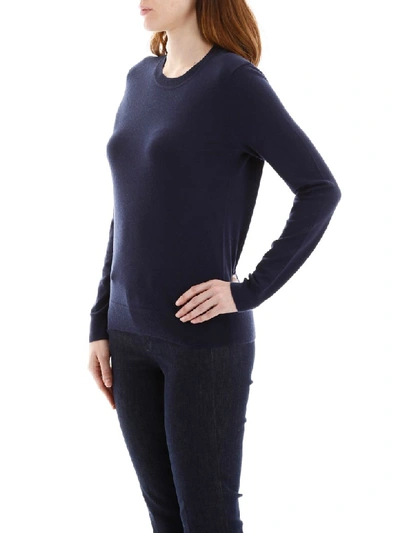 Shop Tory Burch Buttoned Cashmere Pull In Medium Navy (blue)