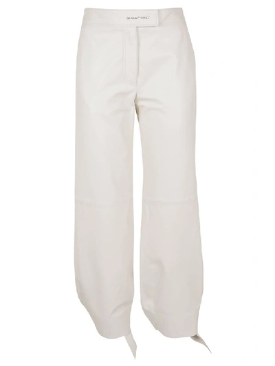 Shop Off-white Leather Bow Track Pant Beige No Color