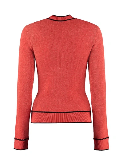 Shop Off-white Long-sleeved Crew-neck Sweater In Orange