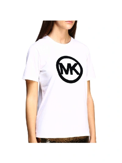 Shop Michael Michael Kors T-shirt  T-shirt With Flock Monogram In White