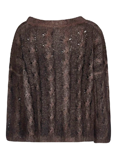Shop F Cashmere Cropped Knitted Sweater In Walnut