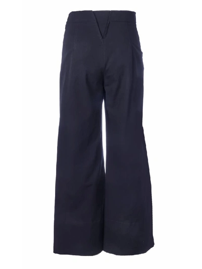 Shop Chloé Buttoned Flared Trousers In M Abyss Blue