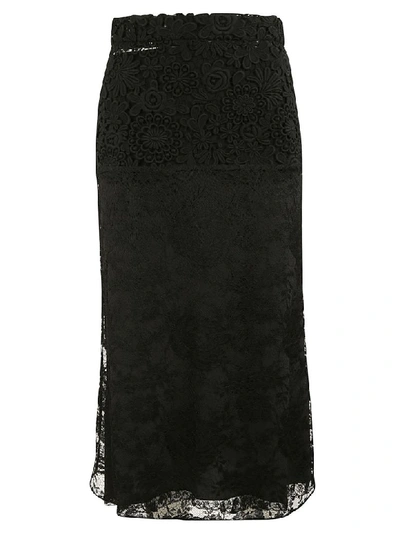 Shop Prada Lace Skirt In Black