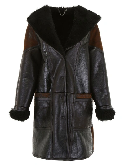 Shop Golden Goose Raut Lambskin Coat In Black Shearling (black)