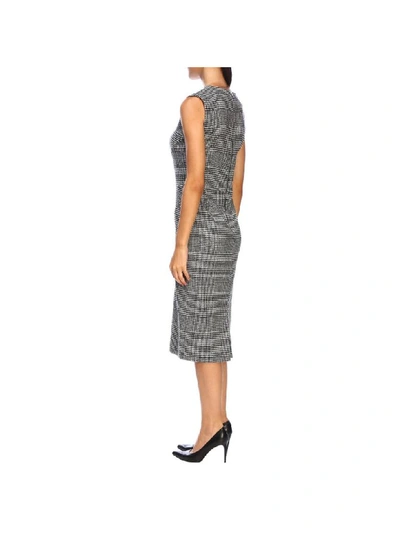 Shop Ermanno Scervino Sheath Dress With Sleeveless In Prince Of Wales Fabric In Black
