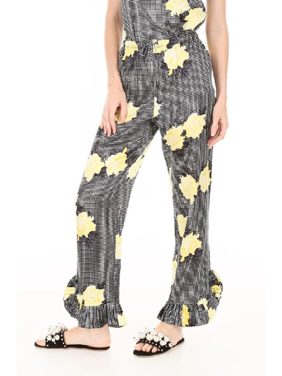 Shop Ganni Calla Trousers In Black (white)