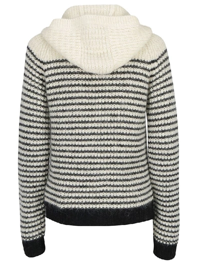 Shop Saint Laurent Hooded Sweater In Nature/noir