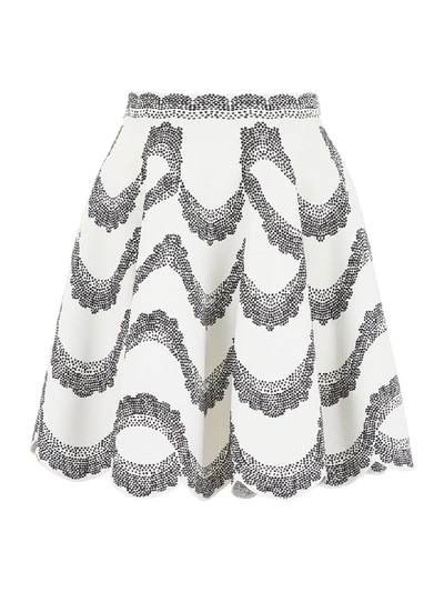 Shop Alexander Mcqueen Knit Mini Skirt In Ivory Black (white)