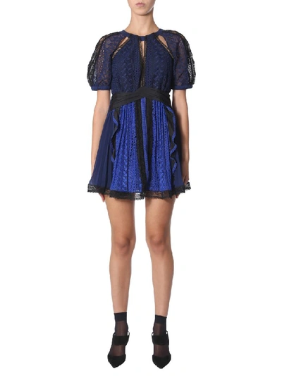 Shop Self-portrait Short Dress In Blu