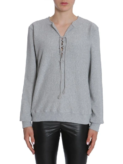 Shop Saint Laurent Cotton Sweatshirt In Grigio