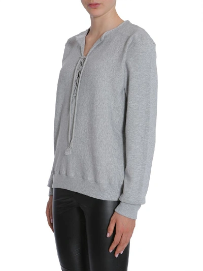 Shop Saint Laurent Cotton Sweatshirt In Grigio