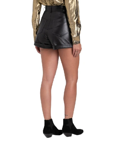 Shop Saint Laurent Short In Pelle Con Bottoni In Nero