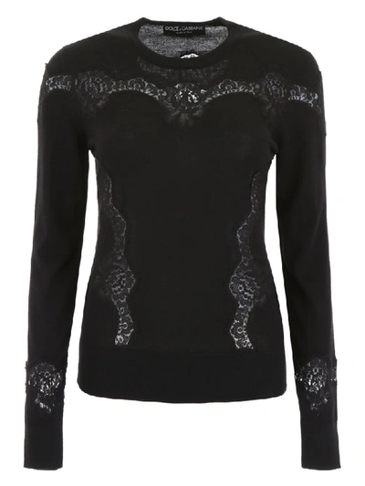 Shop Dolce & Gabbana Pullover With Lace In Nero (black)