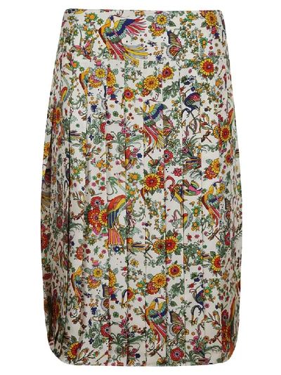 Tory Burch Contrast Binding Pleated Pencil Skirt In Ivory