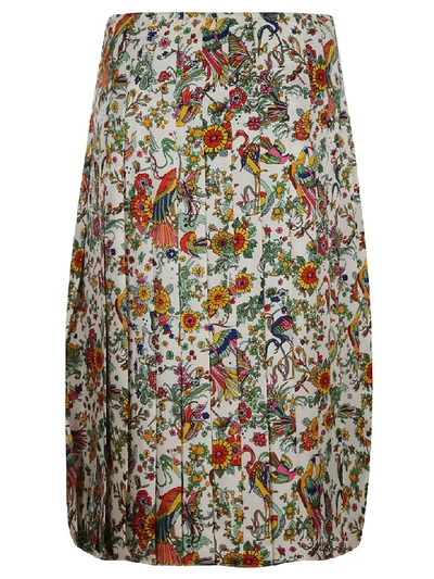 Tory Burch Contrast Binding Pleated Pencil Skirt In Ivory