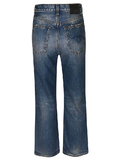 Shop R13 Cropped Length Wide Leg Jeans In Blue