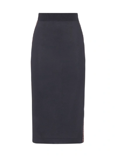 Shop Fendi Logo Band Aside Skirt In Black