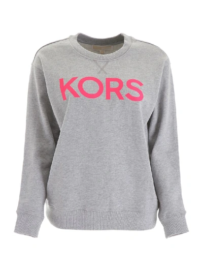 Shop Michael Michael Kors Fluo Logo Sweatshirt In Neon Pink (grey)