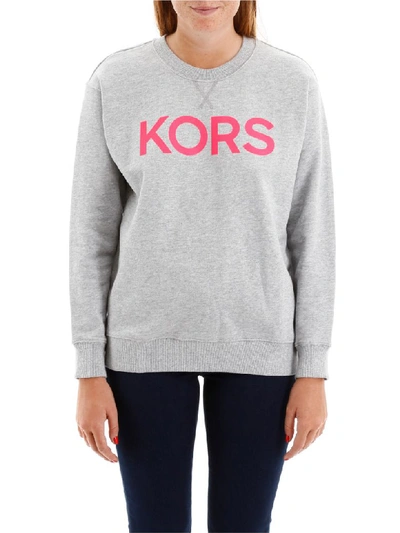 Shop Michael Michael Kors Fluo Logo Sweatshirt In Neon Pink (grey)
