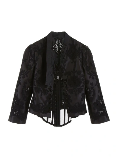 Shop Dolce & Gabbana Embroidered Organza Jacket In Nero (black)