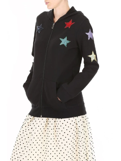 Shop Valentino Hoodie With Star Patches In Nero (black)
