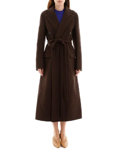 Shop Bottega Veneta Wool Coat In Chocolate (brown)