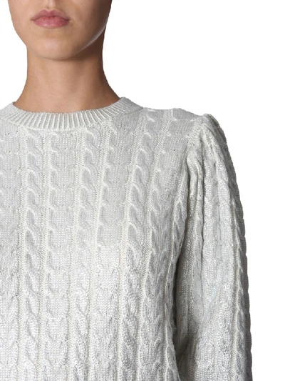 Shop Msgm Crew Neck Sweater In Argento