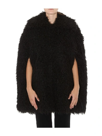 Shop Michael Michael Kors Eco Fur Cape In Black